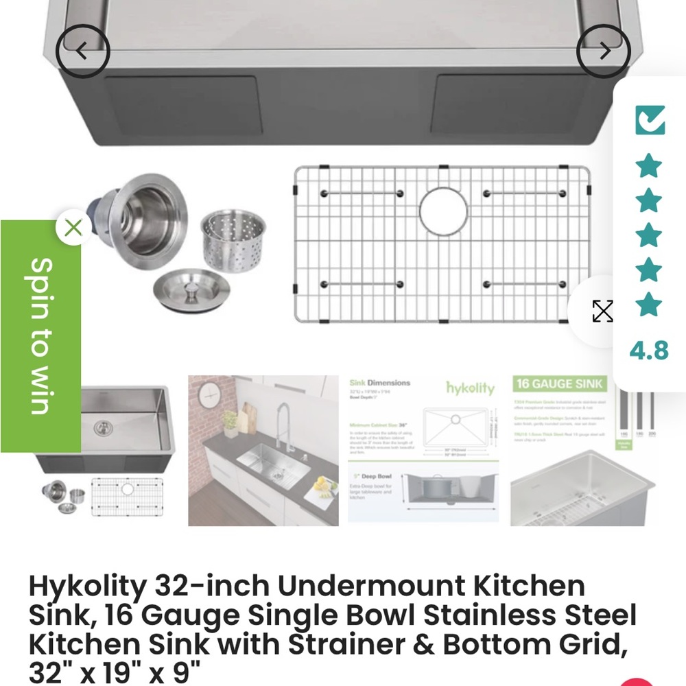 Premium Stainless Steel Kitchen Sink with Strainer and Grid 27" x 19" x 9"